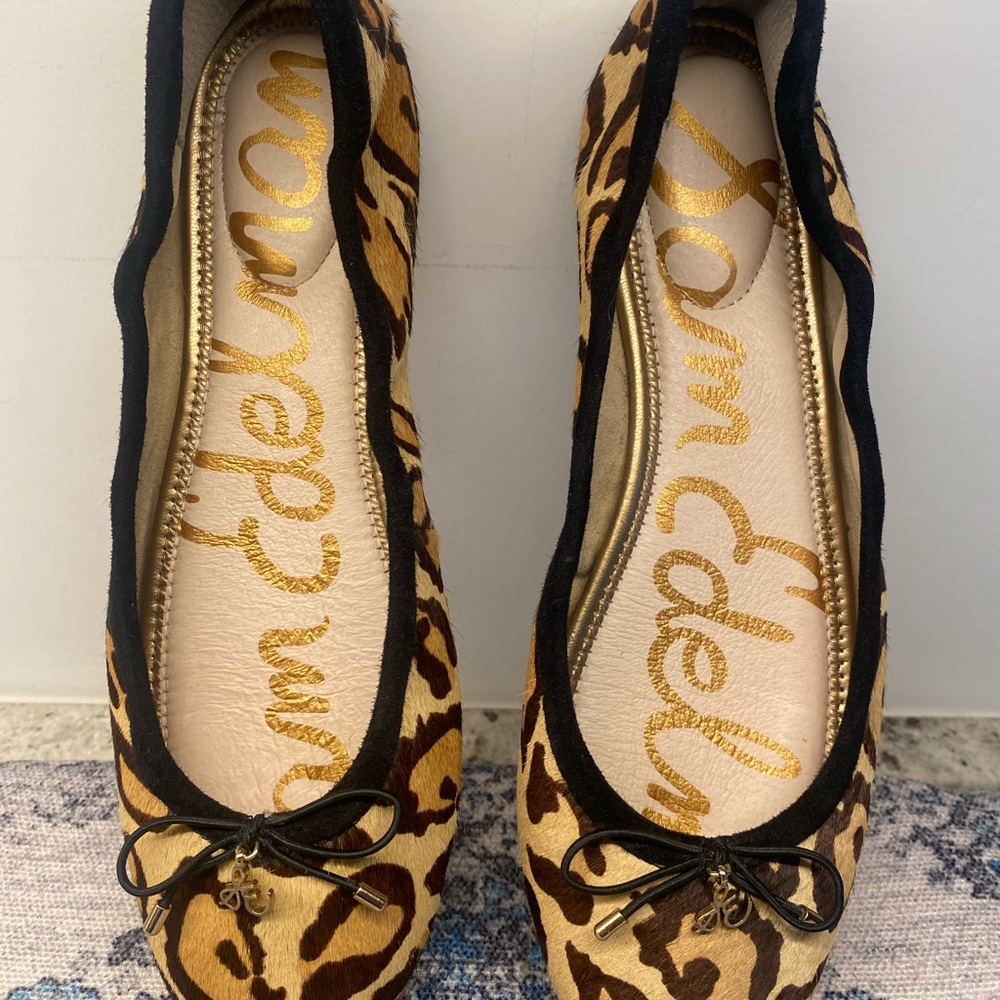 Sam Edelman Felicia Leopard-Print Ballet Flats in Tan and Black